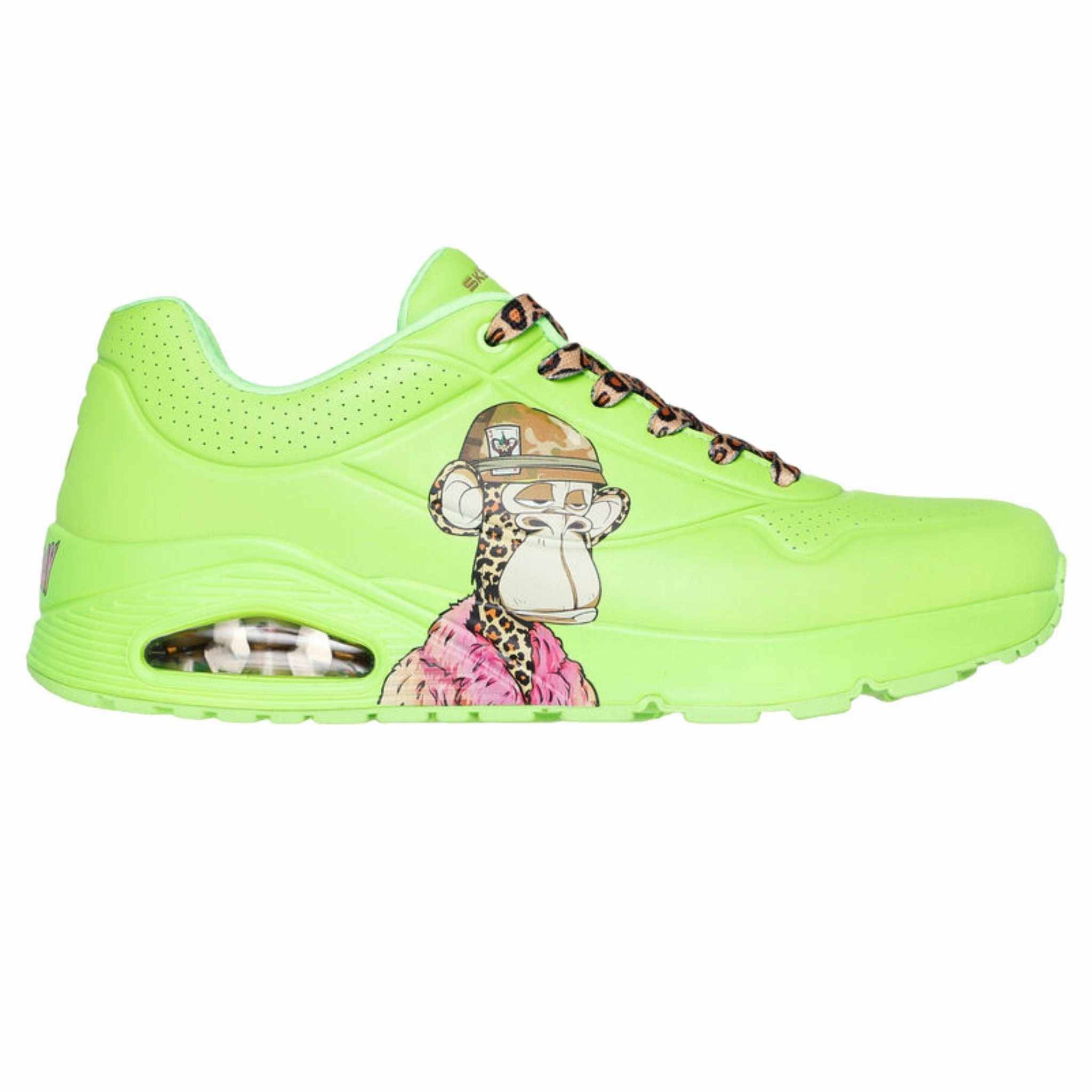 Stretch Gusset Tactile Grip Patterns Skechers Men's 251014 Snoop Dogg Uno- Dr. Bombay  Lime Green Casual Shoes