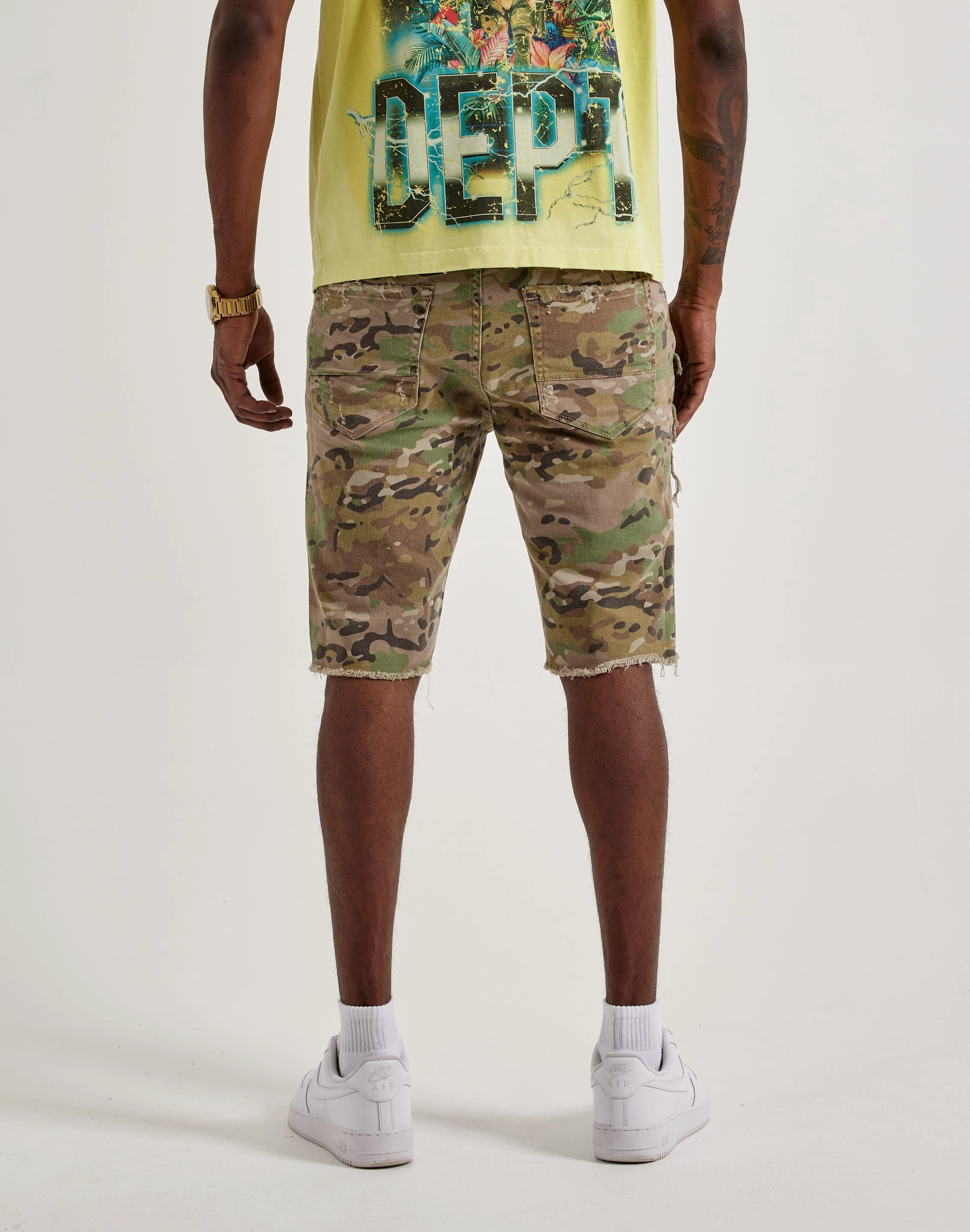 Jordan Craig Basic Denim Shorts Embroidered perforated design