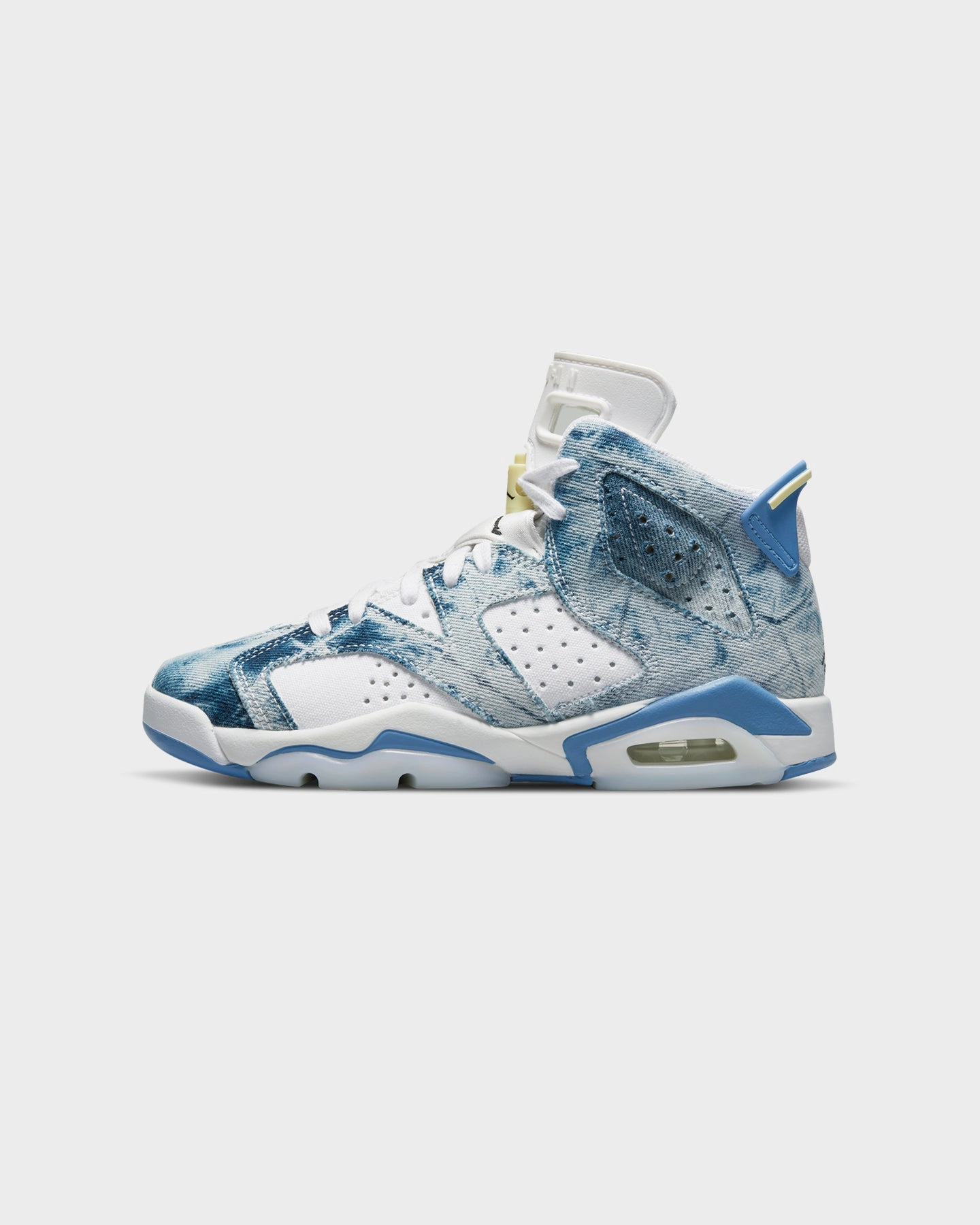 Stability Zone Ankle Hugging Design Jordan Kid's Air Jordan 6 Retro (GS) "Washed Denim" White/Dutch Blue