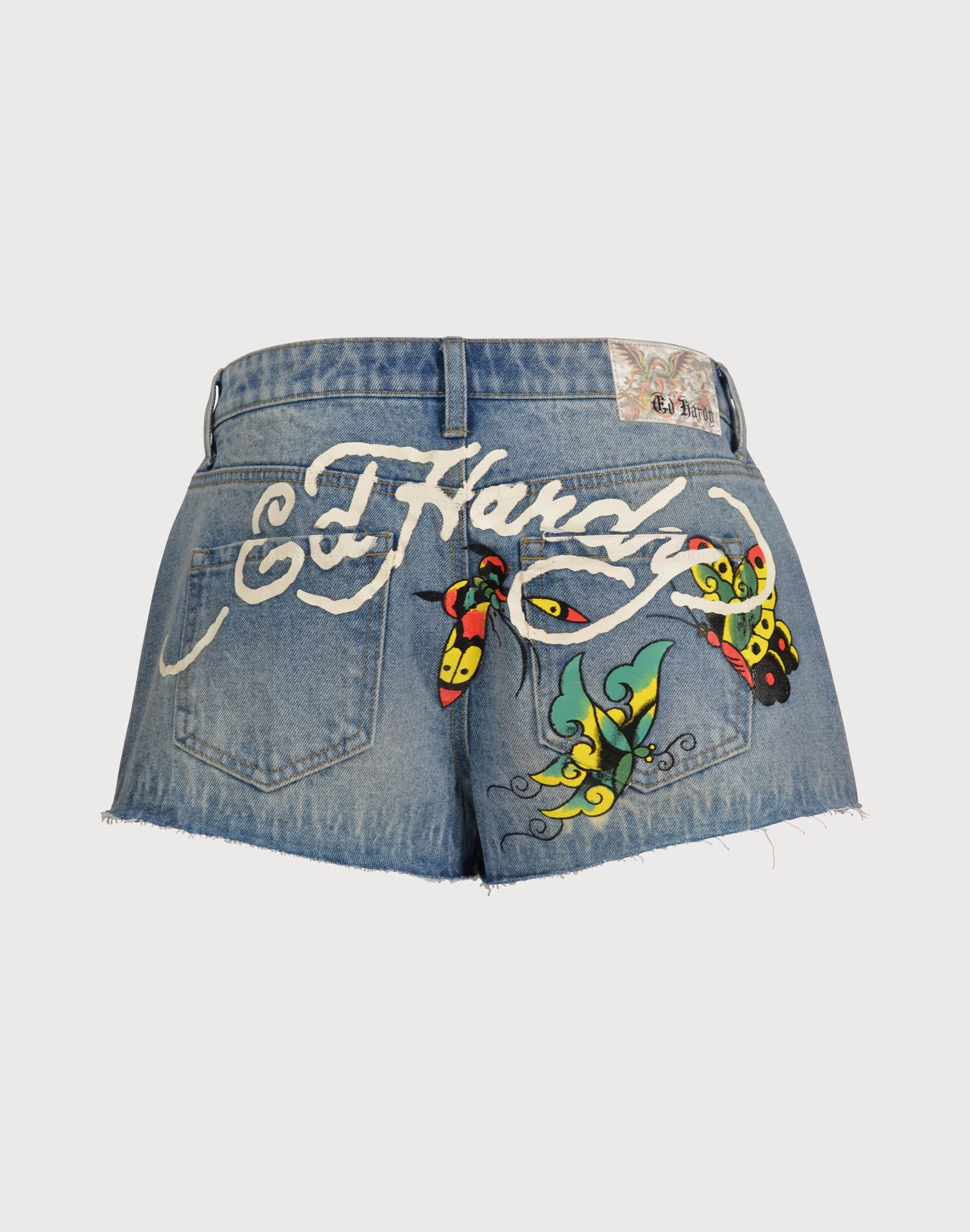Ed Hardy BFly Denim Shorts slip - on style sincere