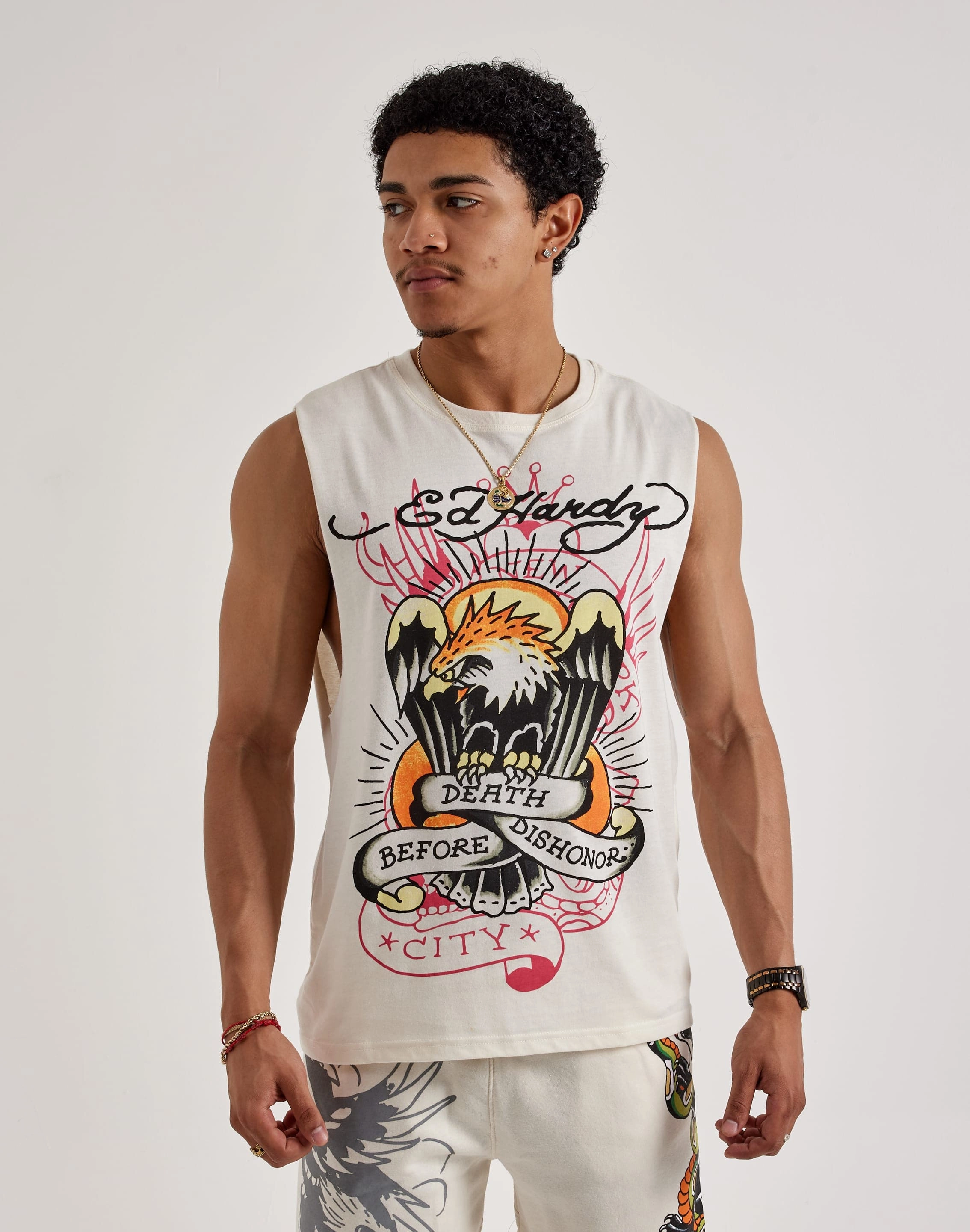 High density foam Ed Hardy Death Before Dishonor Eagle Sleeveless Tee