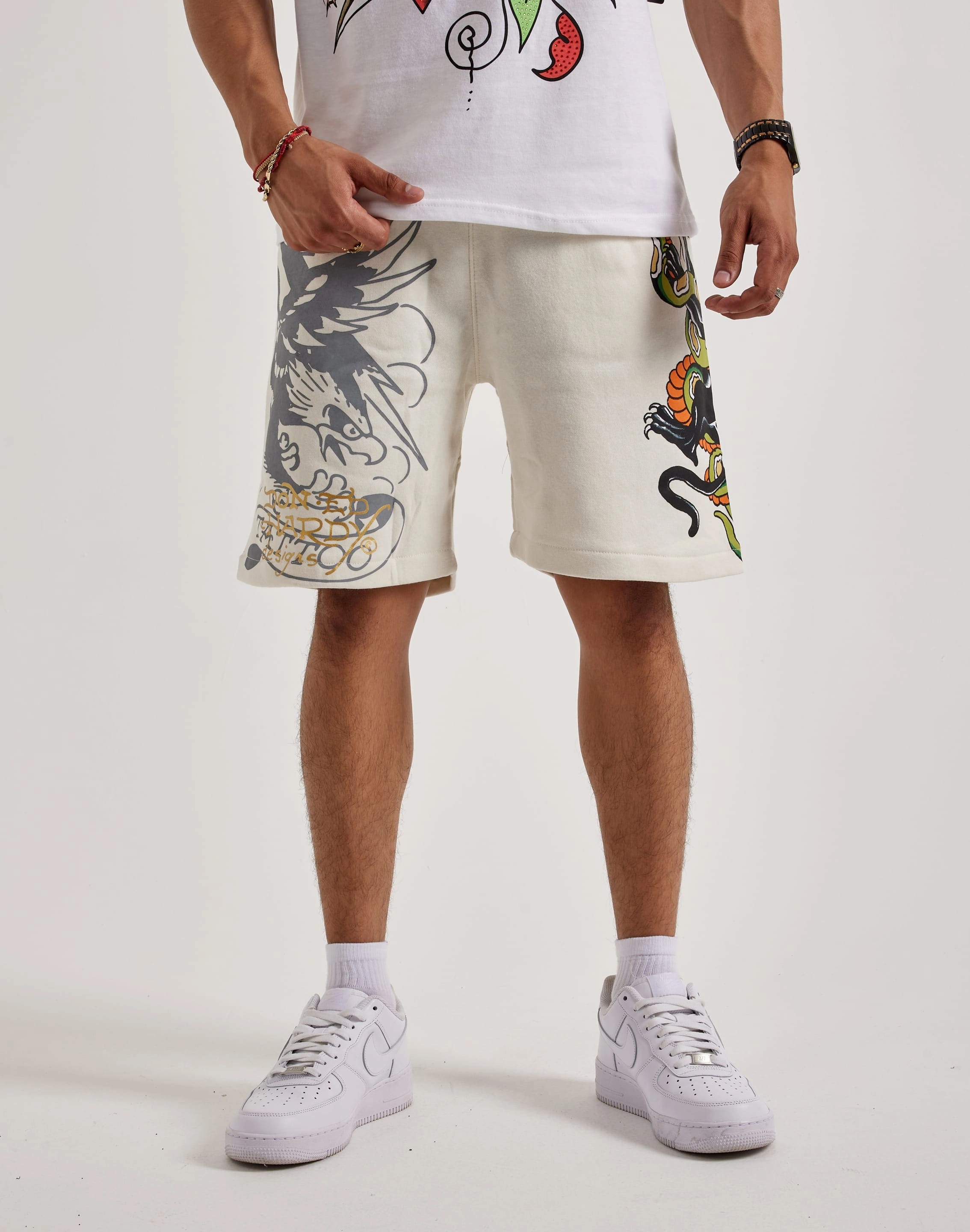 Ed Hardy Panther Snake Fleece Shorts Enhanced Traction