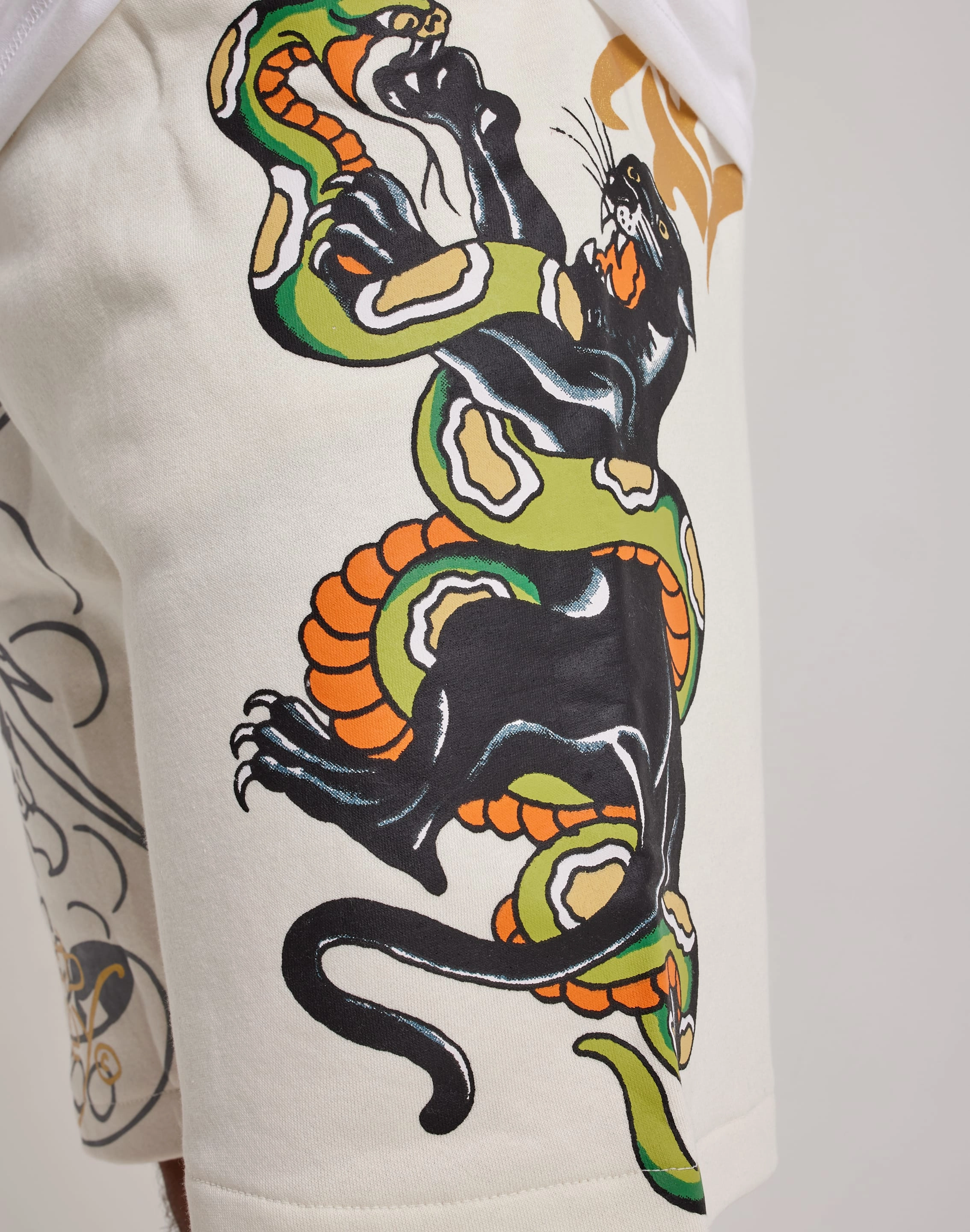 Ed Hardy Panther Snake Fleece Shorts Ankle Support Design