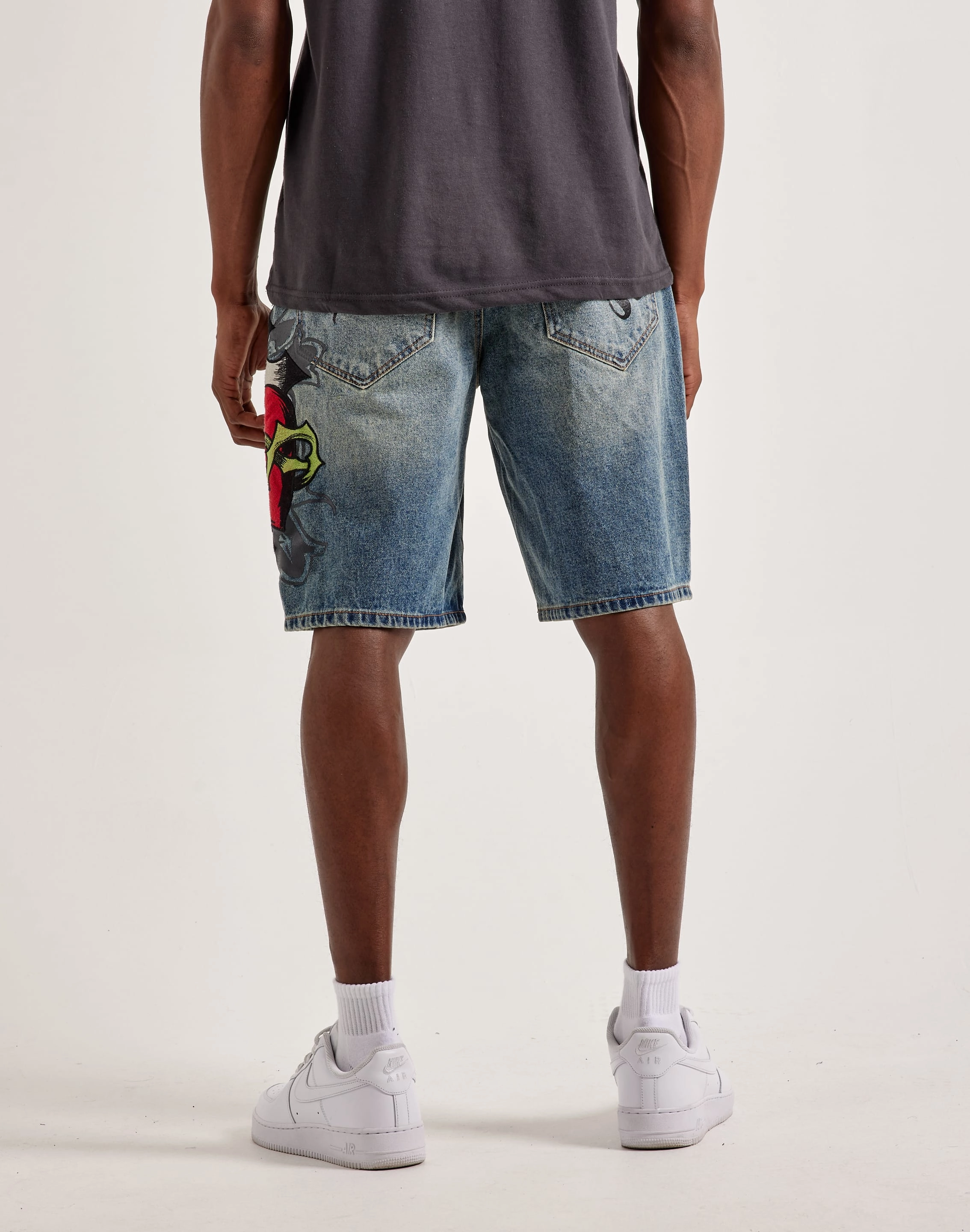 Ed Hardy Sacred Heart Denim Shorts Abrasion Resistant Tread skateboarders' maneuverability