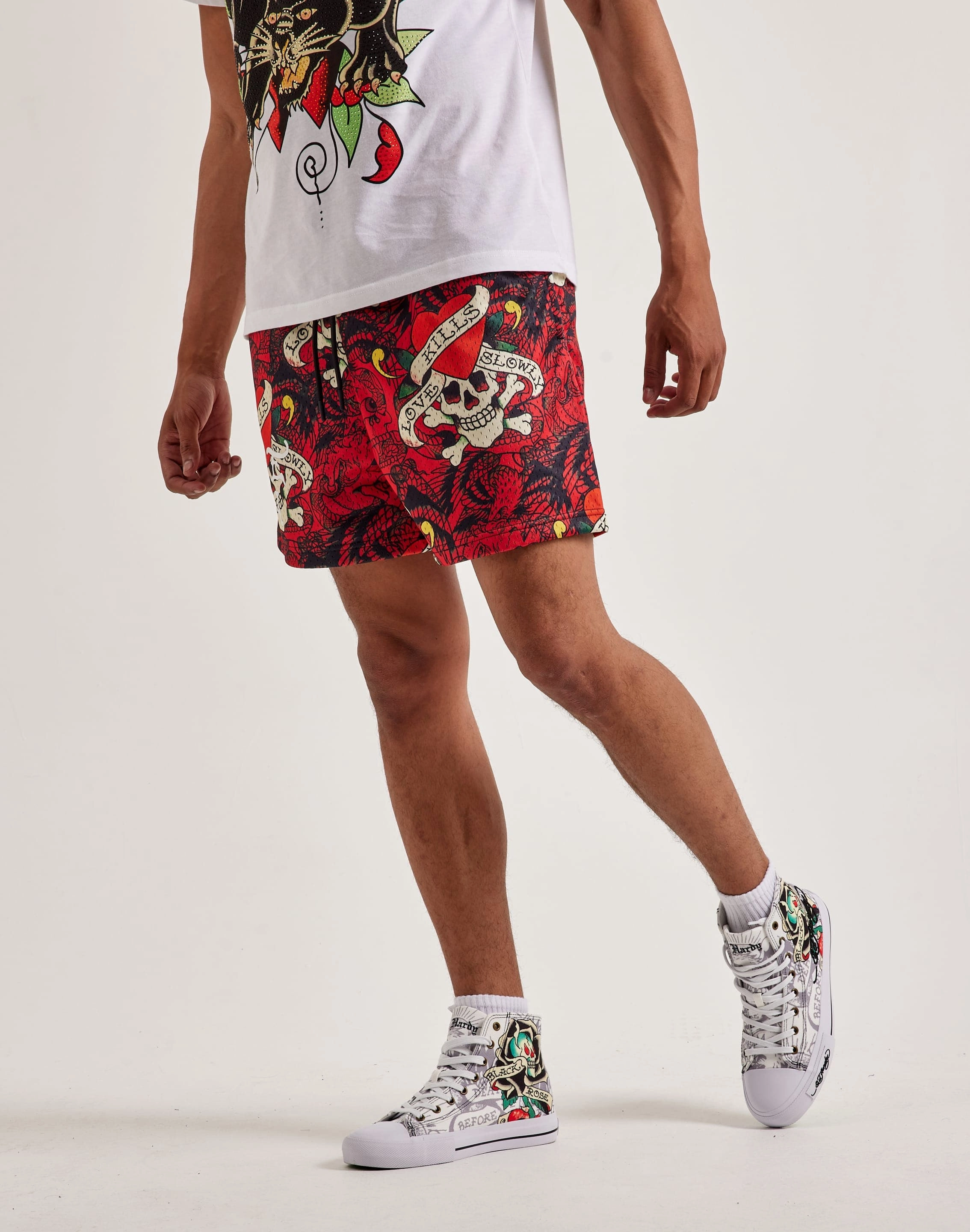 Urban Slip-resistant support Ed Hardy Skull Mesh Shorts