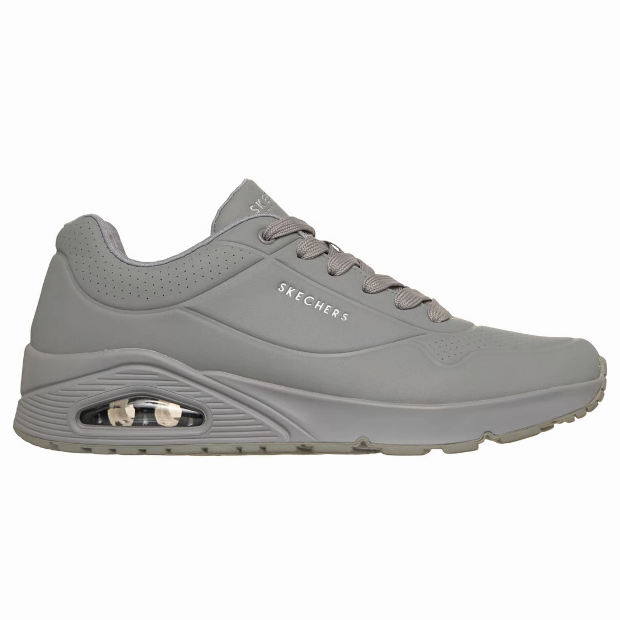 breathable vents Ventilation Perforations Skechers Men's 52458 UNO Stand On Air Light Gray Casual Shoes