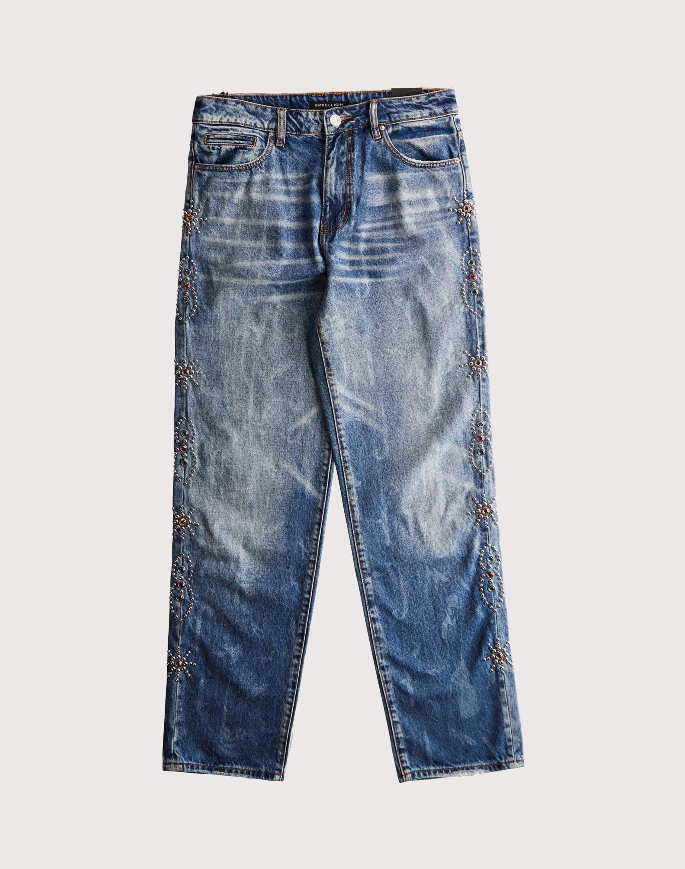 Embellish Nyc Johnny Straight Fit Denim Jeans Microfiber Covering