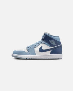 hottest Reflective Safety Accents Jordan Women's Air Jordan 1 Mid Sail/Diffused Blue