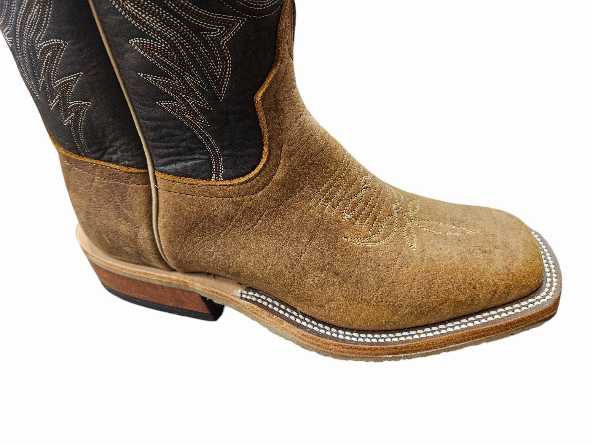 MEN'S ANDERSON BEAN EXCLUSIVE WESTERN BOOTS SQUARE TOE BISON 337681 sporty - style semi - outdoor