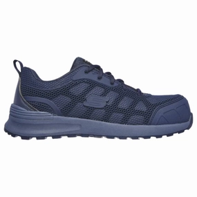 Side Grip Breathable Support Skechers Women's 77289 Bulkin Ayak Navy Safety Toe Metal Free Work Shoes