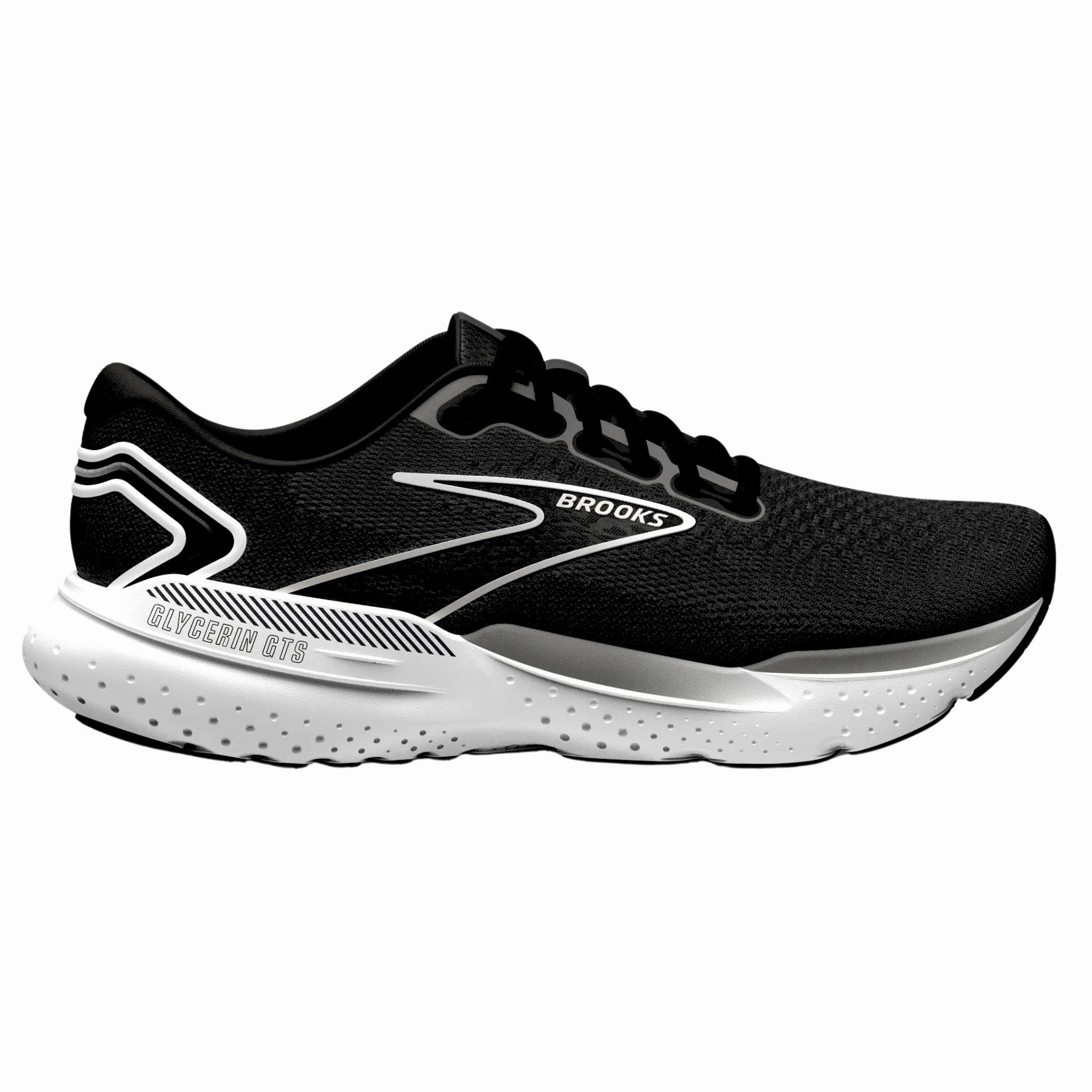 Brooks Women's 120409 090 Glycerin GTS 21 Black Grey White Cushion Support Running Shoes Versatile Design
