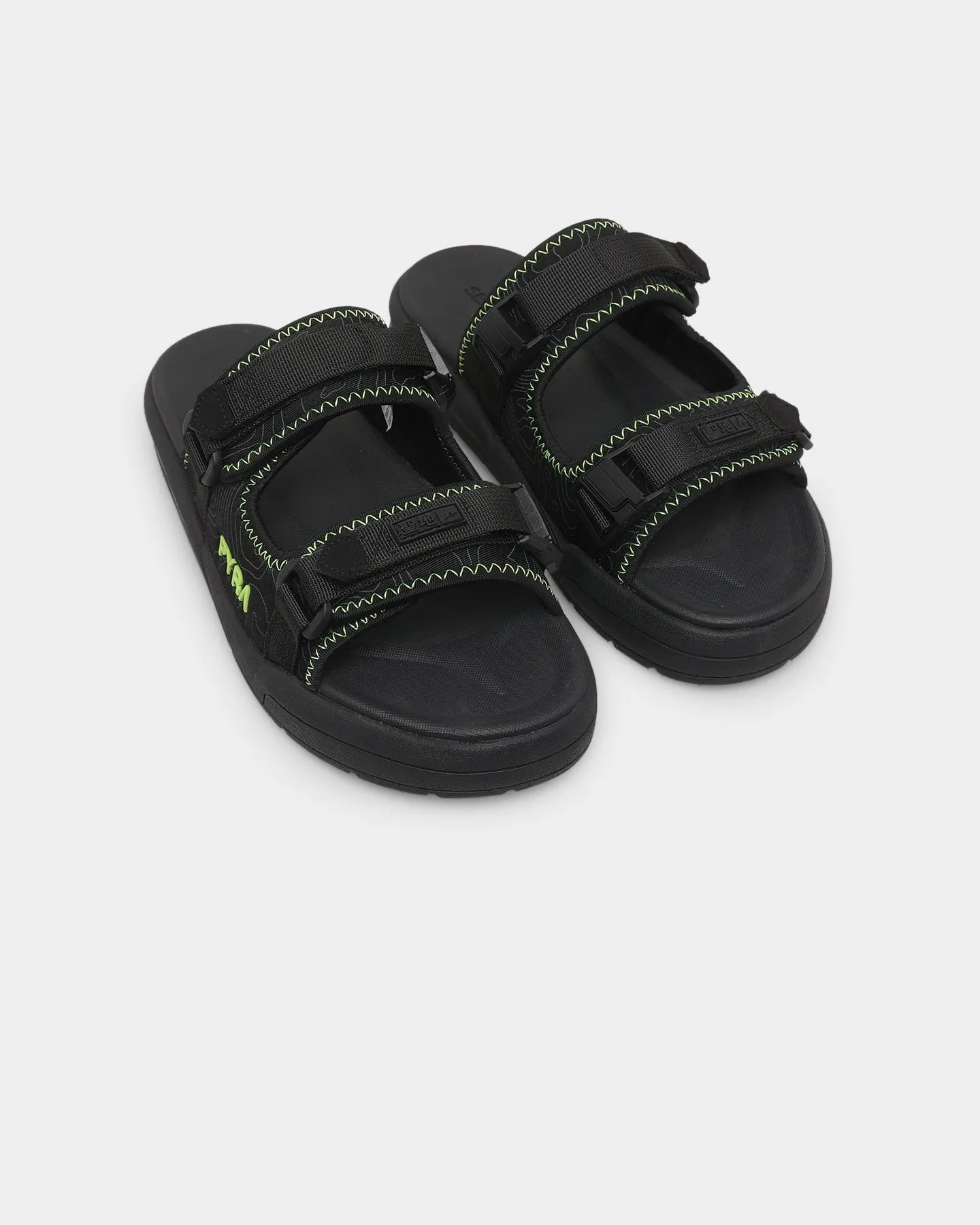 Seichi X PYRA Sandoru Ni Slides Black/Volt Arch Support Technology narrow-fit