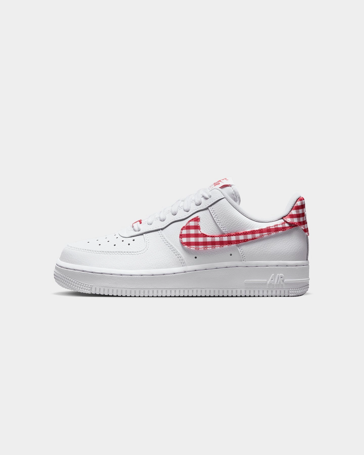 Anatomic Last Design Premium Leather Alternatives Nike Women's Air Force 1 '07 "Gingham Plaid" White/Mystic Red