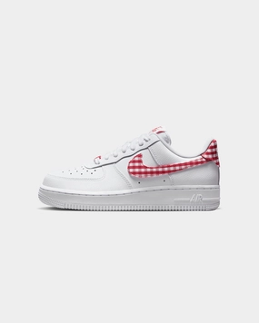 Anatomic Last Design Premium Leather Alternatives Nike Women's Air Force 1 '07 "Gingham Plaid" White/Mystic Red
