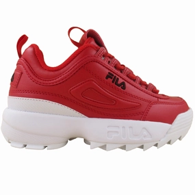 Breathable Perforated Panels waterproof Fila Kids Red Disruptor 2 Premium Grade-School Lifestyle Casual Shoes
