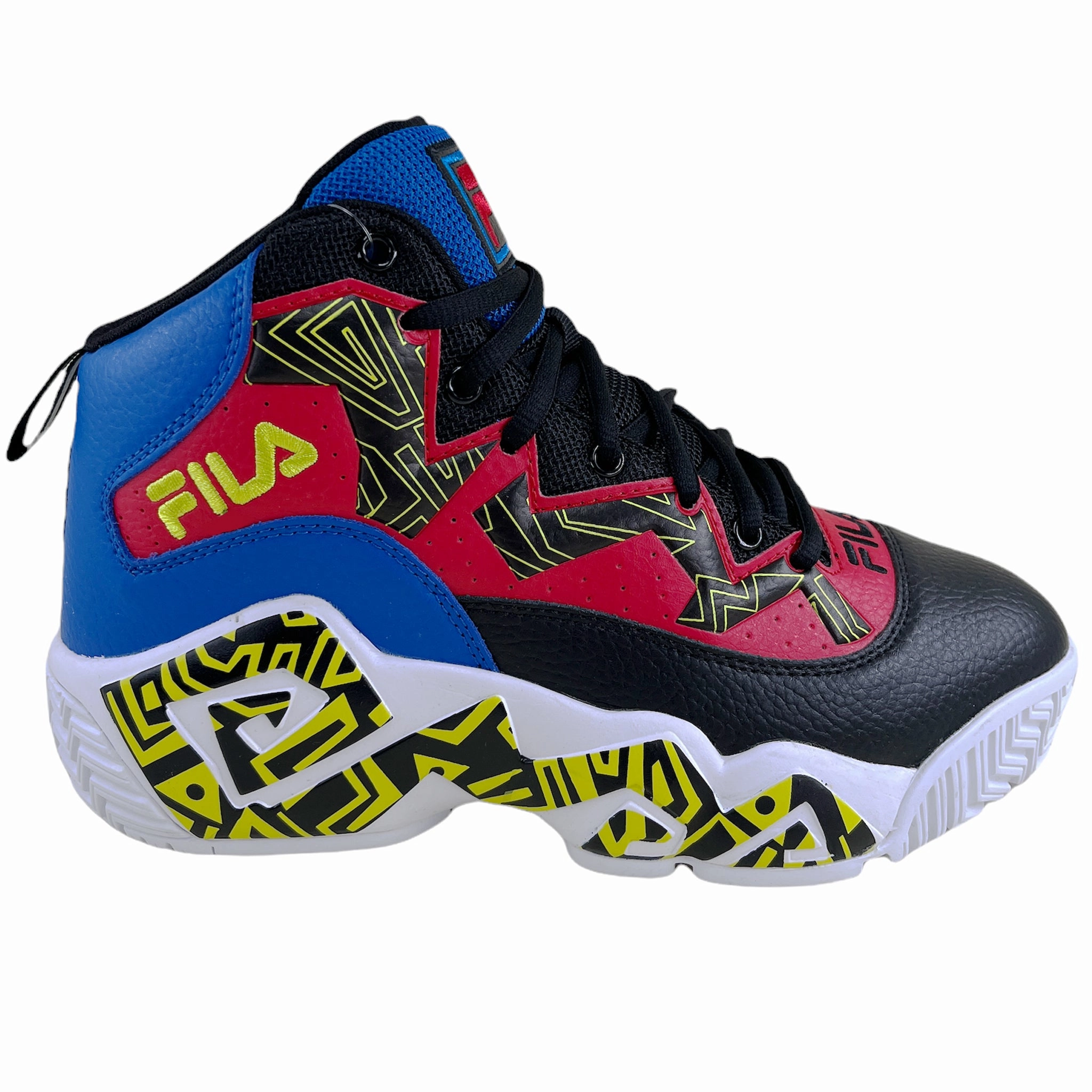 CushionedSole Unlined Comfort Fila Men's 1BM01742-027 MB Jamal Mashburn Black Prince Blue Fila Red Retro Basketball Shoes