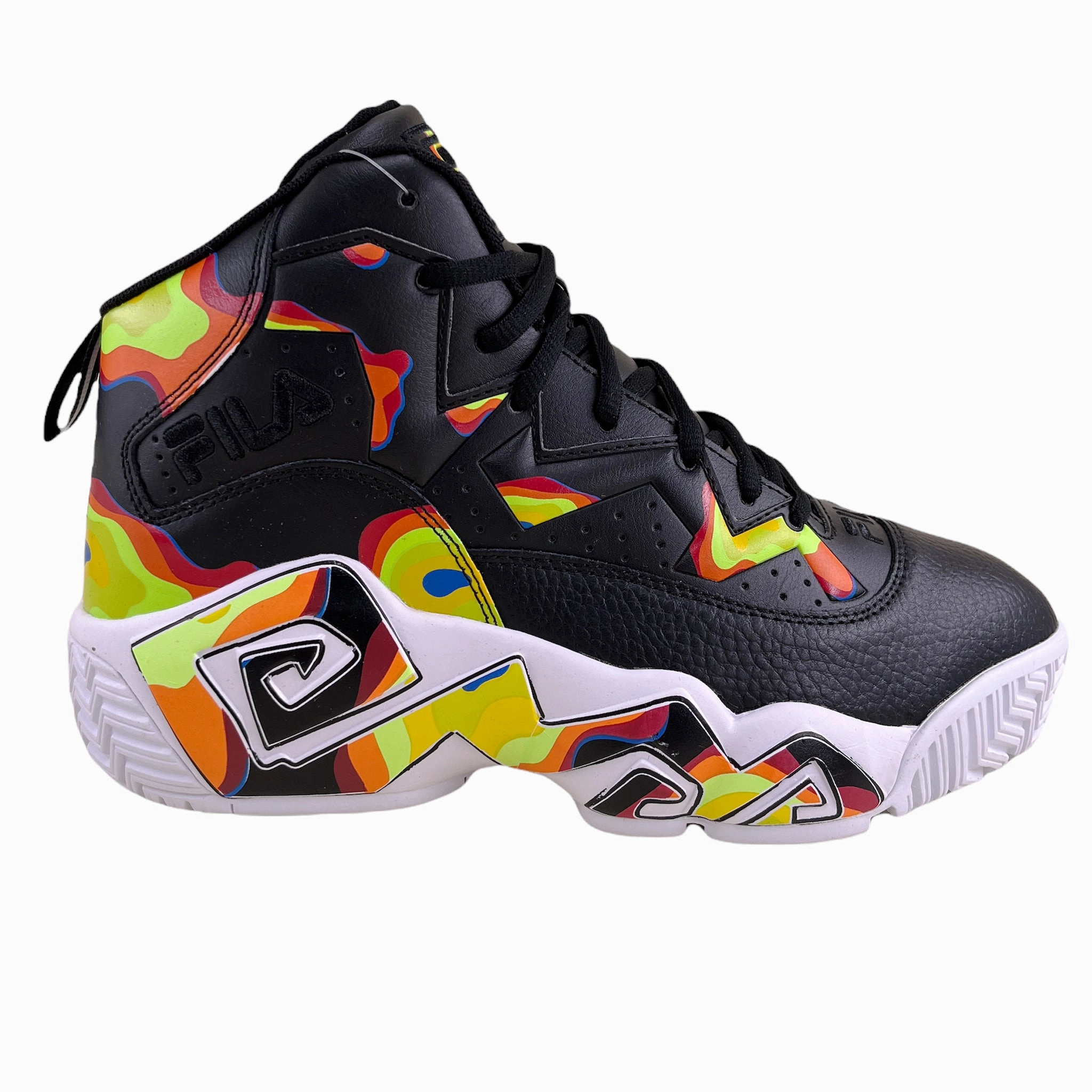 Fila Men's 1BM01745-024 MB Jamal Mashburn Black Red Orange Fila Red Retro Basketball Shoes Ventilated Panels