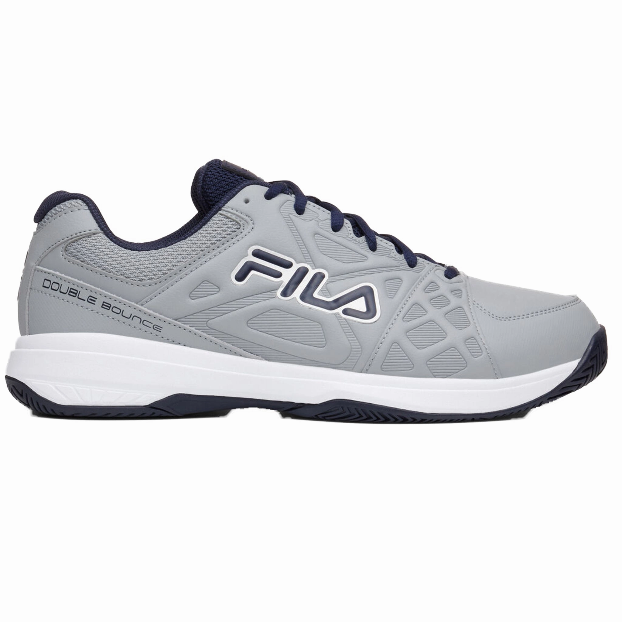 All-around traction Smooth Support Fila Men's 1PM01800 256 Double Bounce 3 Highrise Navy Metallic Silver Pickleball Shoes