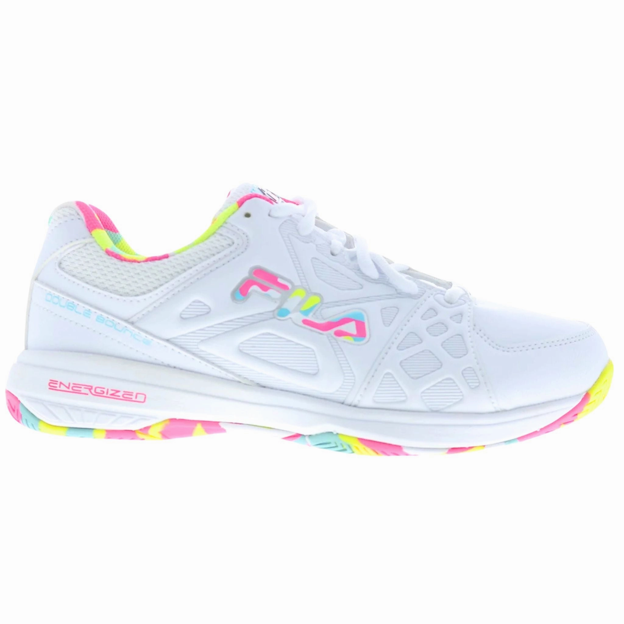 Fila Women's 5PM00605 199 Double Bounce 3 White Multi Pickleball Shoes Cool Look