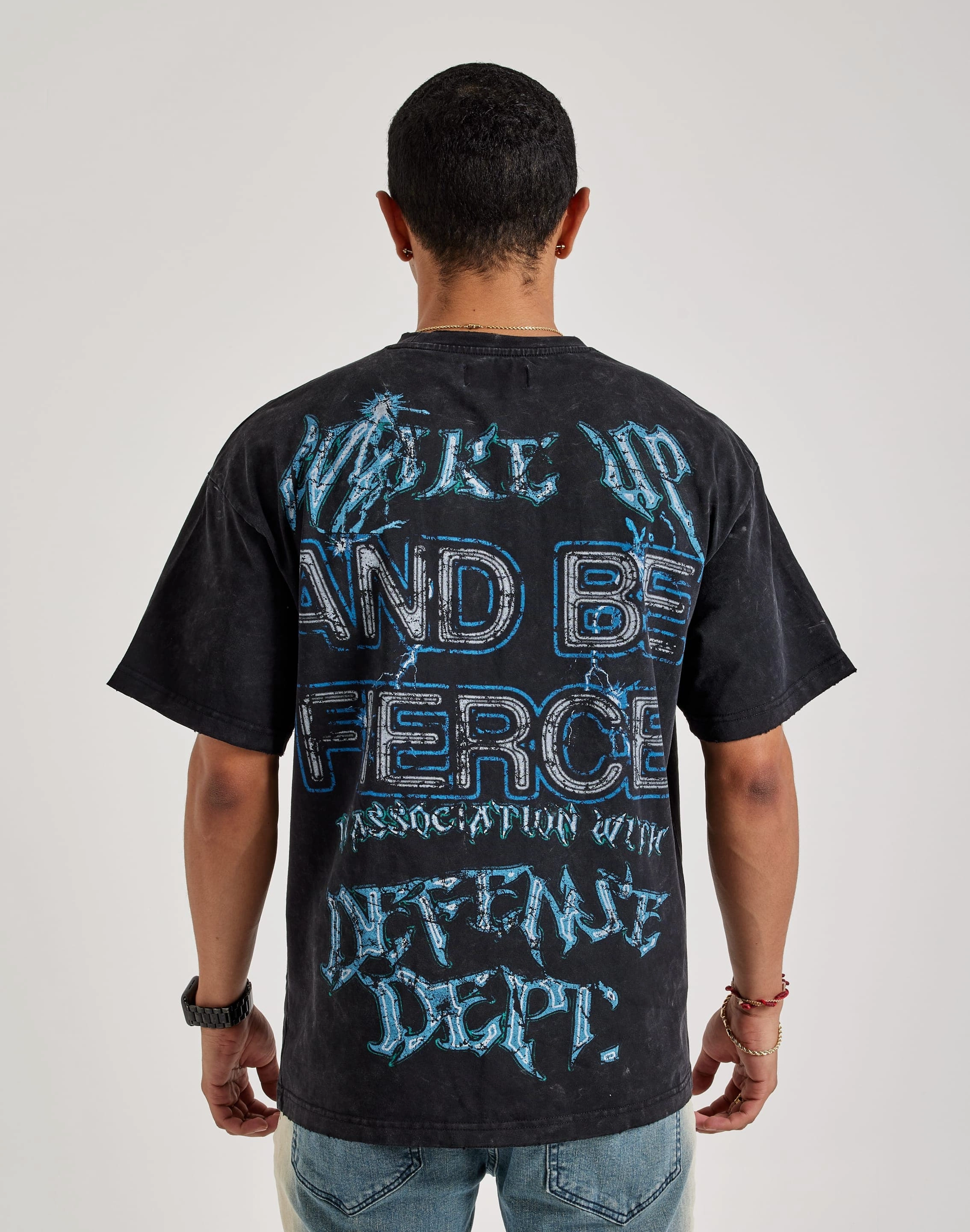 Slip-resistant ease Padded Collar Construction First Row Defense Department Rhinestone Tee