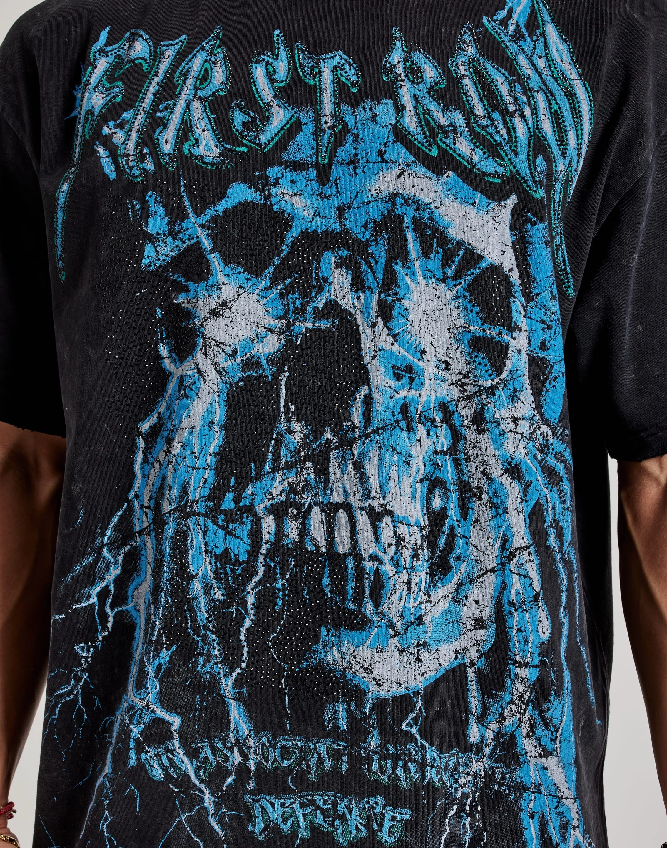 Odor-resistant Abrasion Proof First Row Defense Department Rhinestone Tee