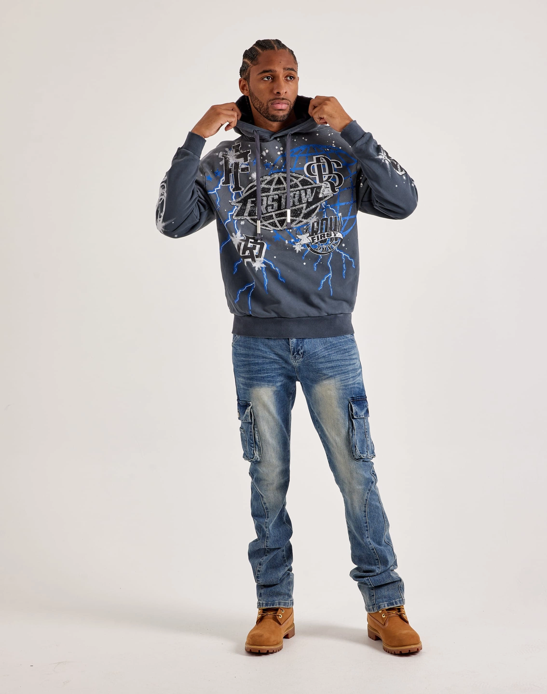 breathability - level First Row Washed Rhinestone Hoodie