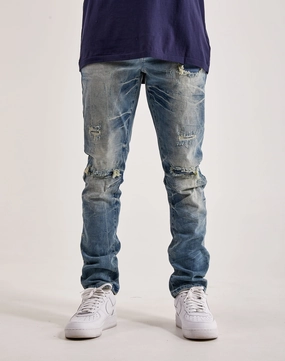 Smoke Rise Wave Effect Basic Slim Denim men's extra - extra - large Pressure Dispersion