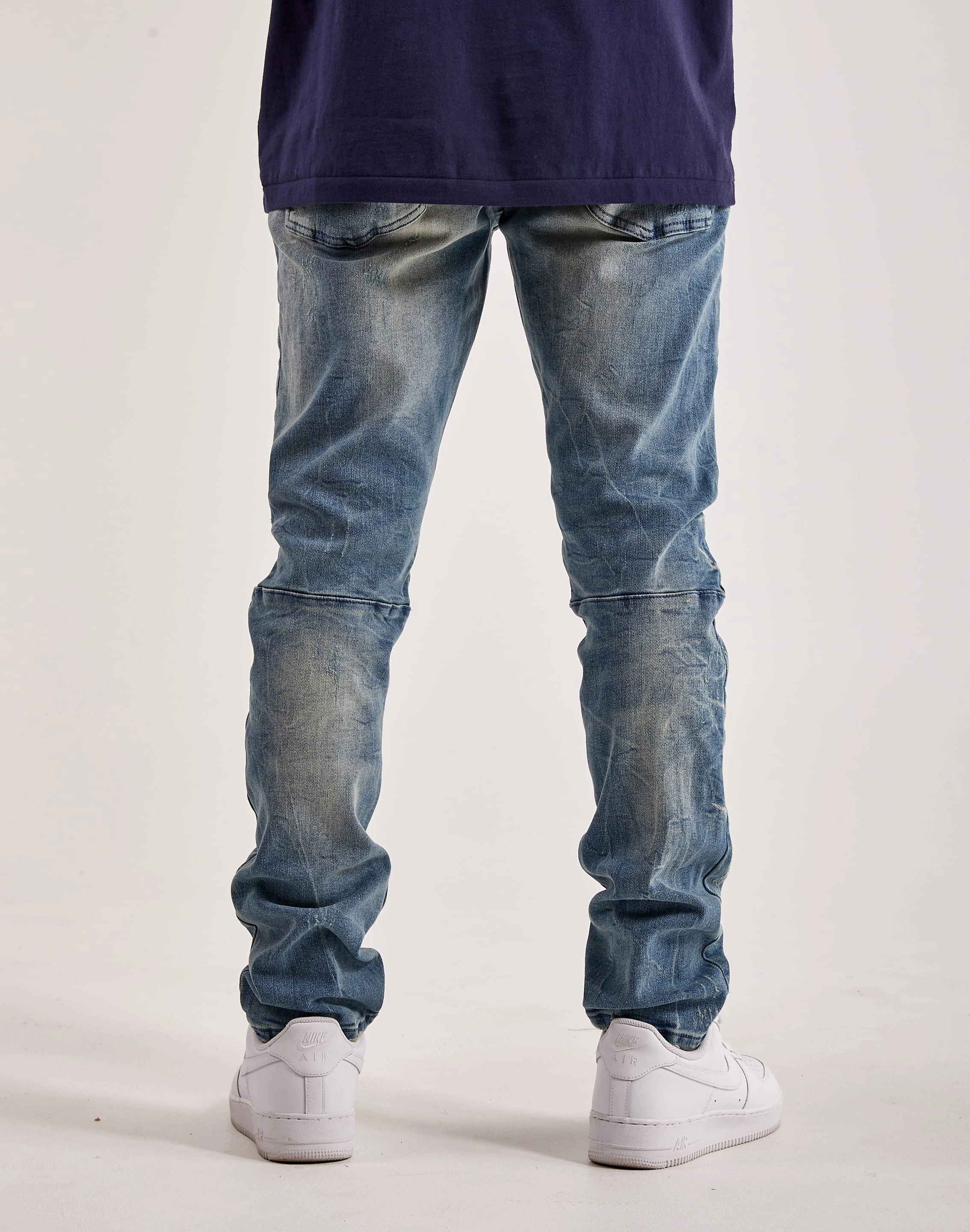 Smoke Rise Wave Effect Basic Slim Denim least summer