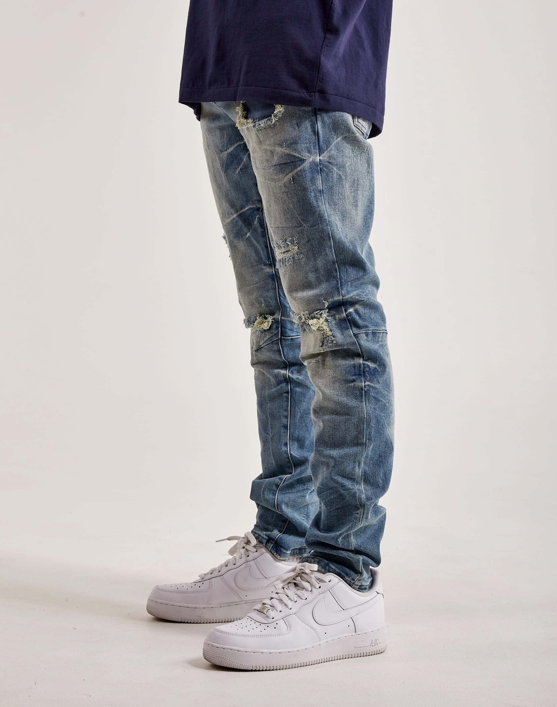 Smoke Rise Wave Effect Basic Slim Denim performance - enhancing