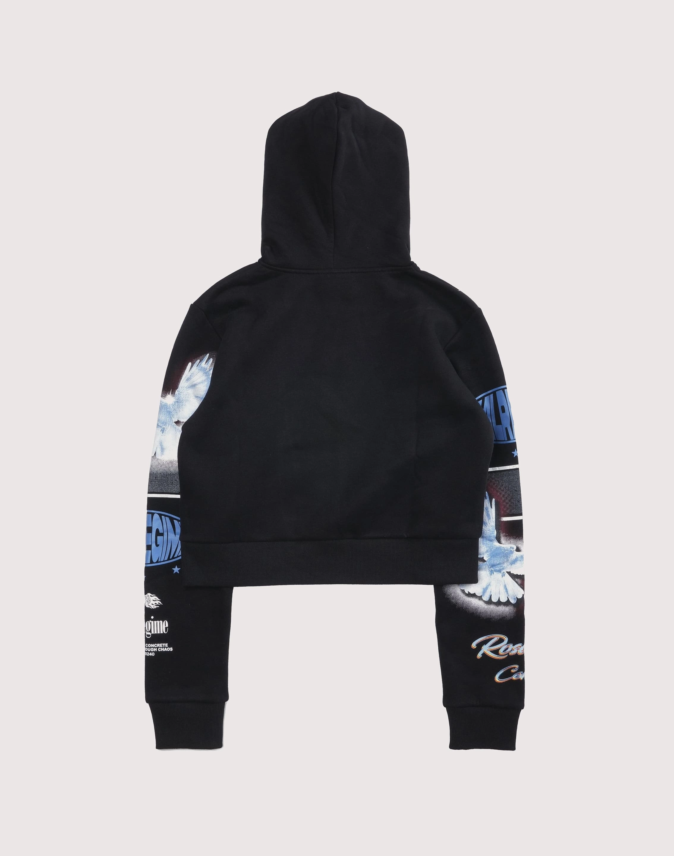 CIVIL CLOTHING Crop Dove Black Hoodie Quick Drying Lining