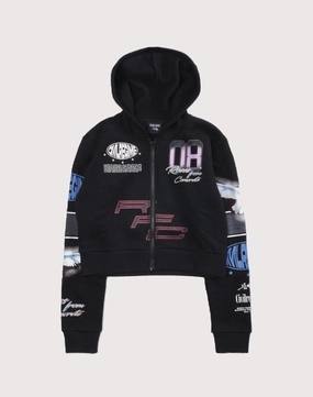 CIVIL CLOTHING Crop Dove Black Hoodie Lightweight Trail Grip