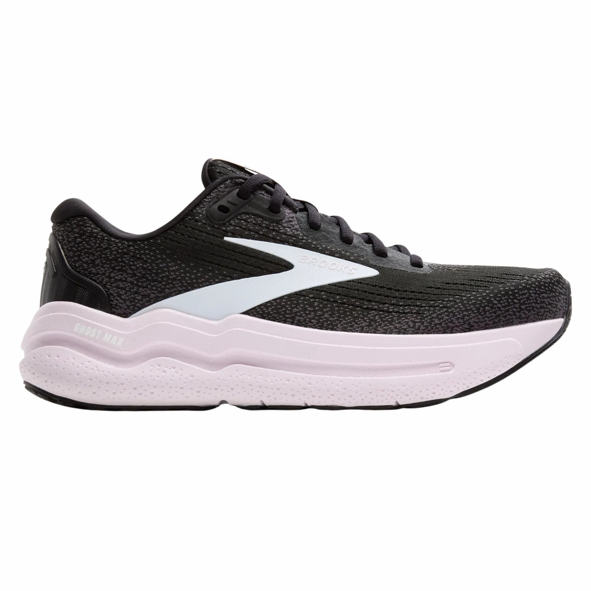 Impact Diffusion Tech Brooks Women's 120420 077 Ghost Max 2 Black White Orchid Ice Cushion Neutral Running Shoes