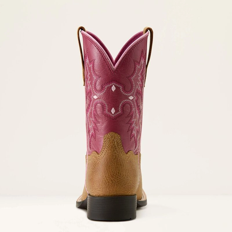 Seamless Style Girls Children's/Youth Ariat Tombstone Wide Square Toe Western Boot COTTAGE ROSEBUD 10063835