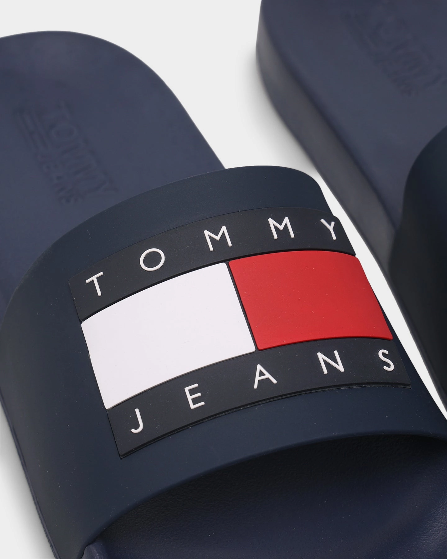 Anti Static Finish Tommy Jeans Flag Pool Slides Twilight Navy