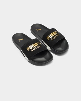 Puma Leadcat FTR Suede Classic Slide Black Suede Handcrafted Stitching Details Breathable Ventilation