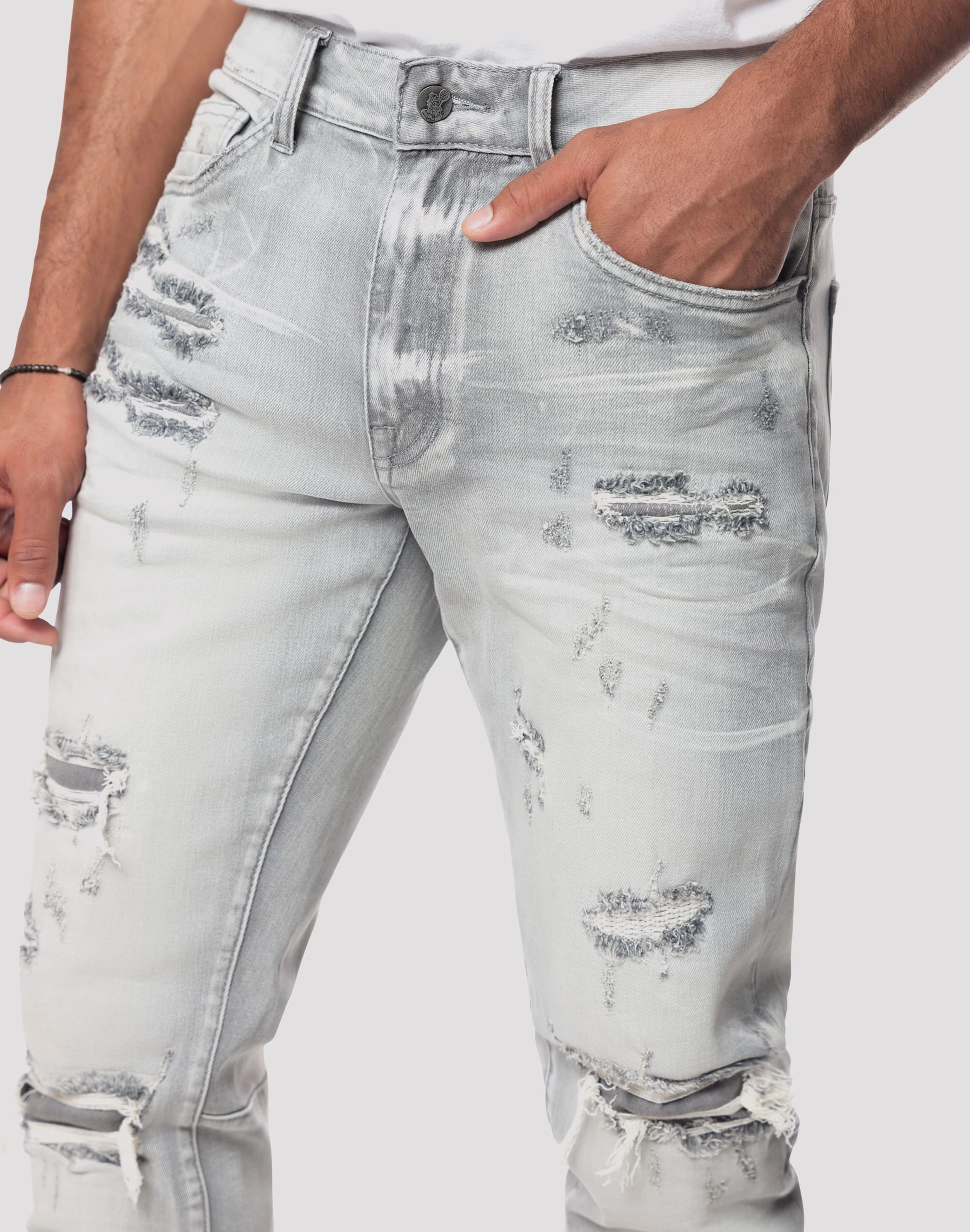 Casual cushioning daily commuters Grindhouse Rip N Tear Slim Fit Jeans