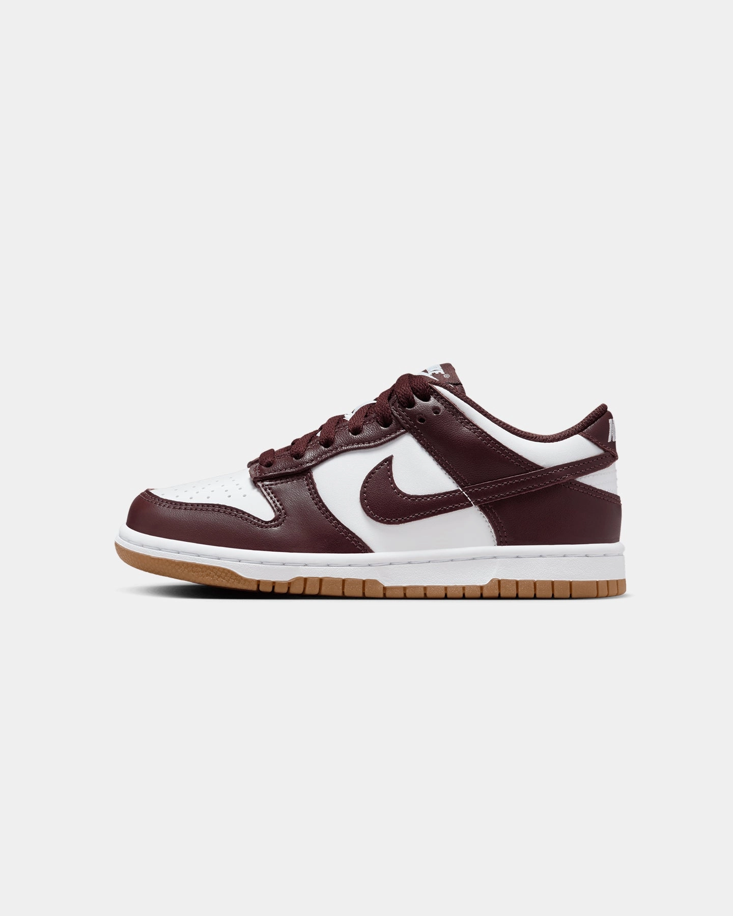 Mesh Upper Compression Molded Cushion Nike Kids' Dunk Low (GS) White/Burgundy