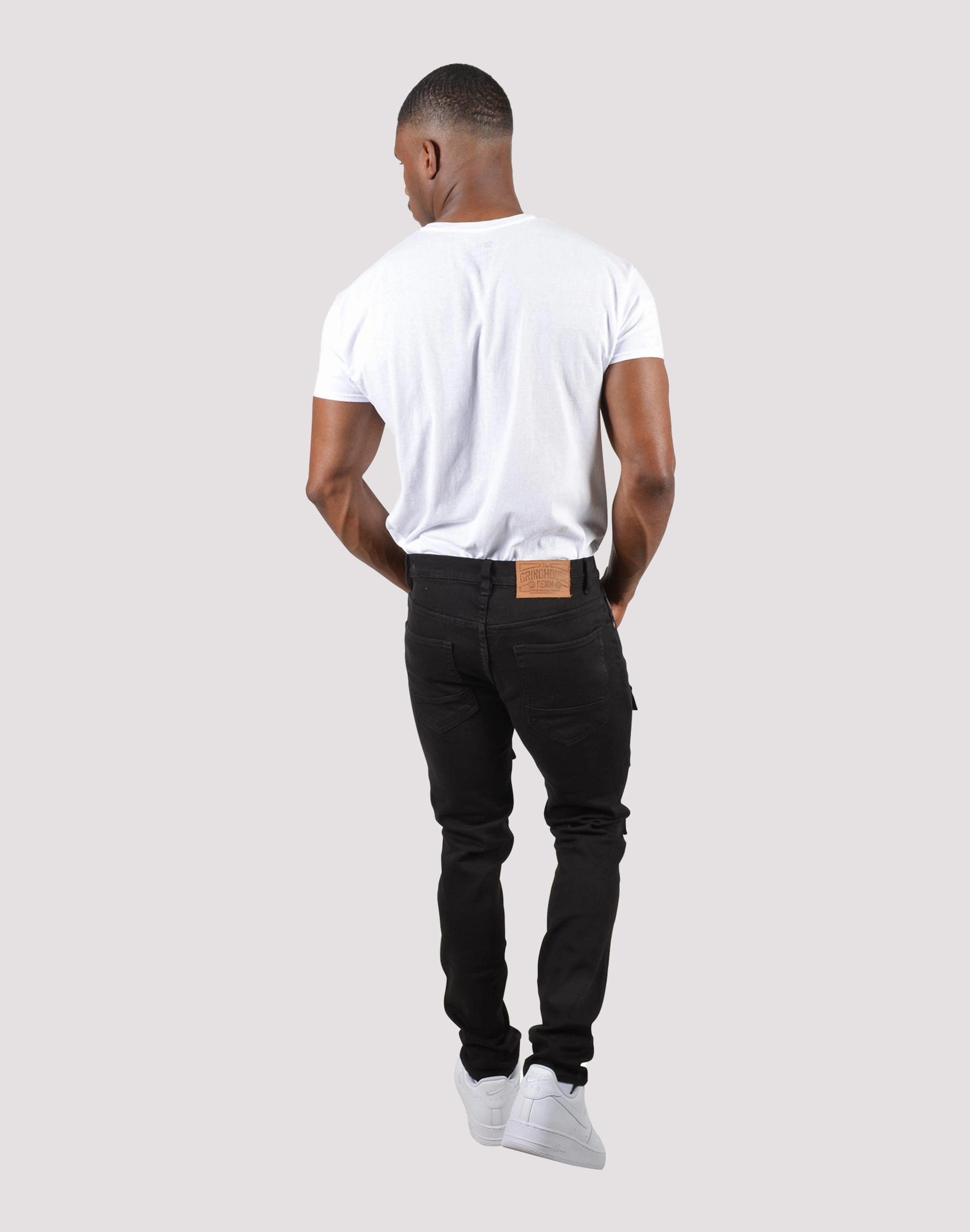 Zip Closure Eco Friendly Material Grindhouse Front Multi Cargo Pocket Denim Jeans