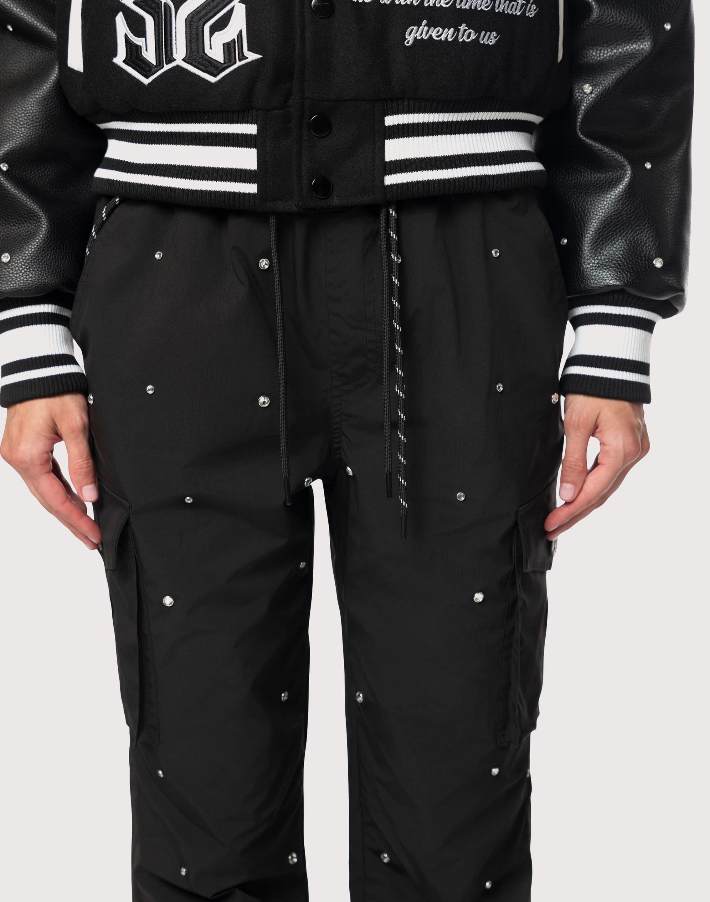 Wide Footbed Option winter - style Grindhouse Rhinestone Black Pants