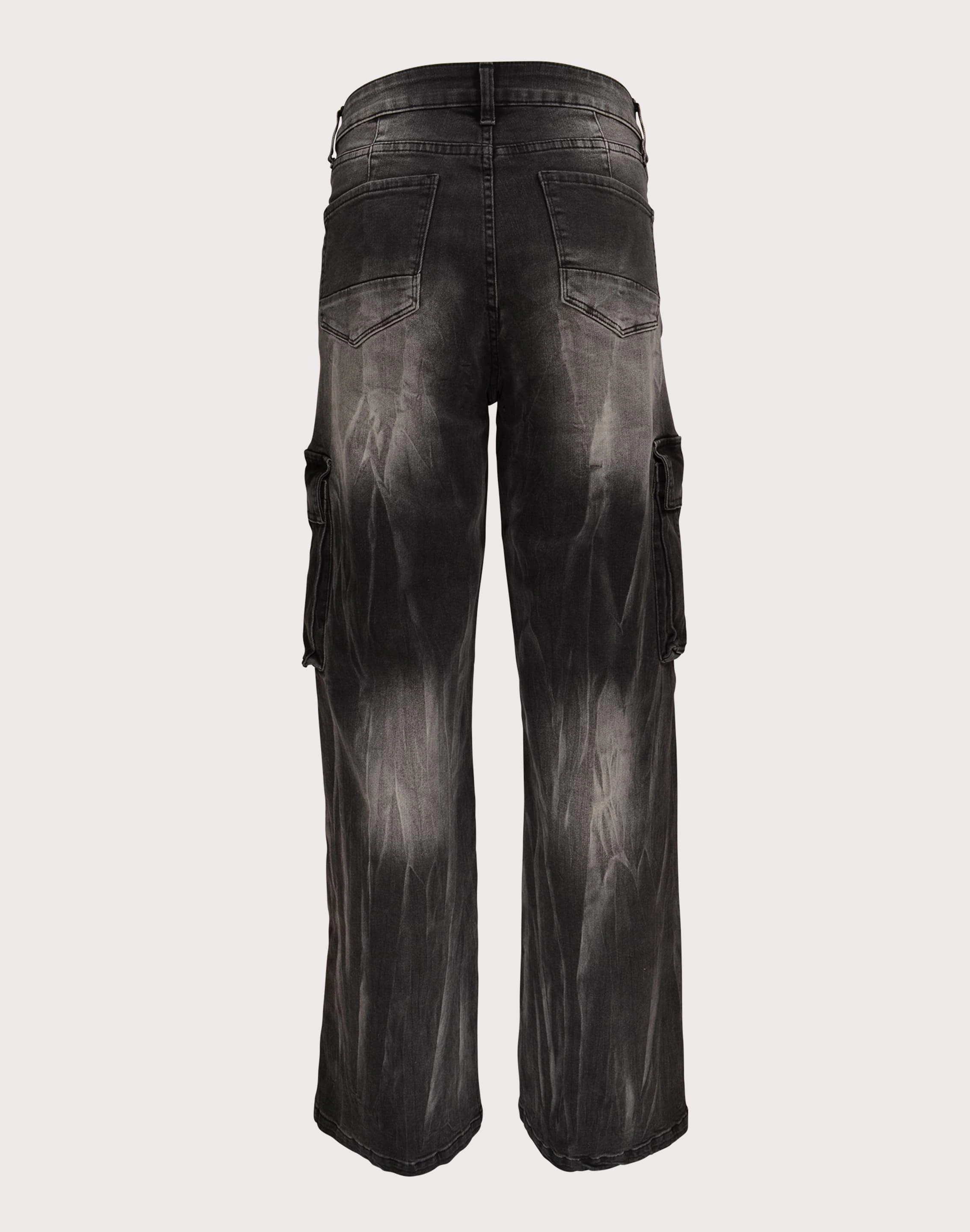 Abrasion Resistant Material Grindhouse Wide Leg Cargo Denim Black Jeans