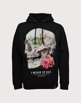 HASTAMUERTE LLC Dollar Eye Skull Fleece Hoodie sock liner Heel Stability