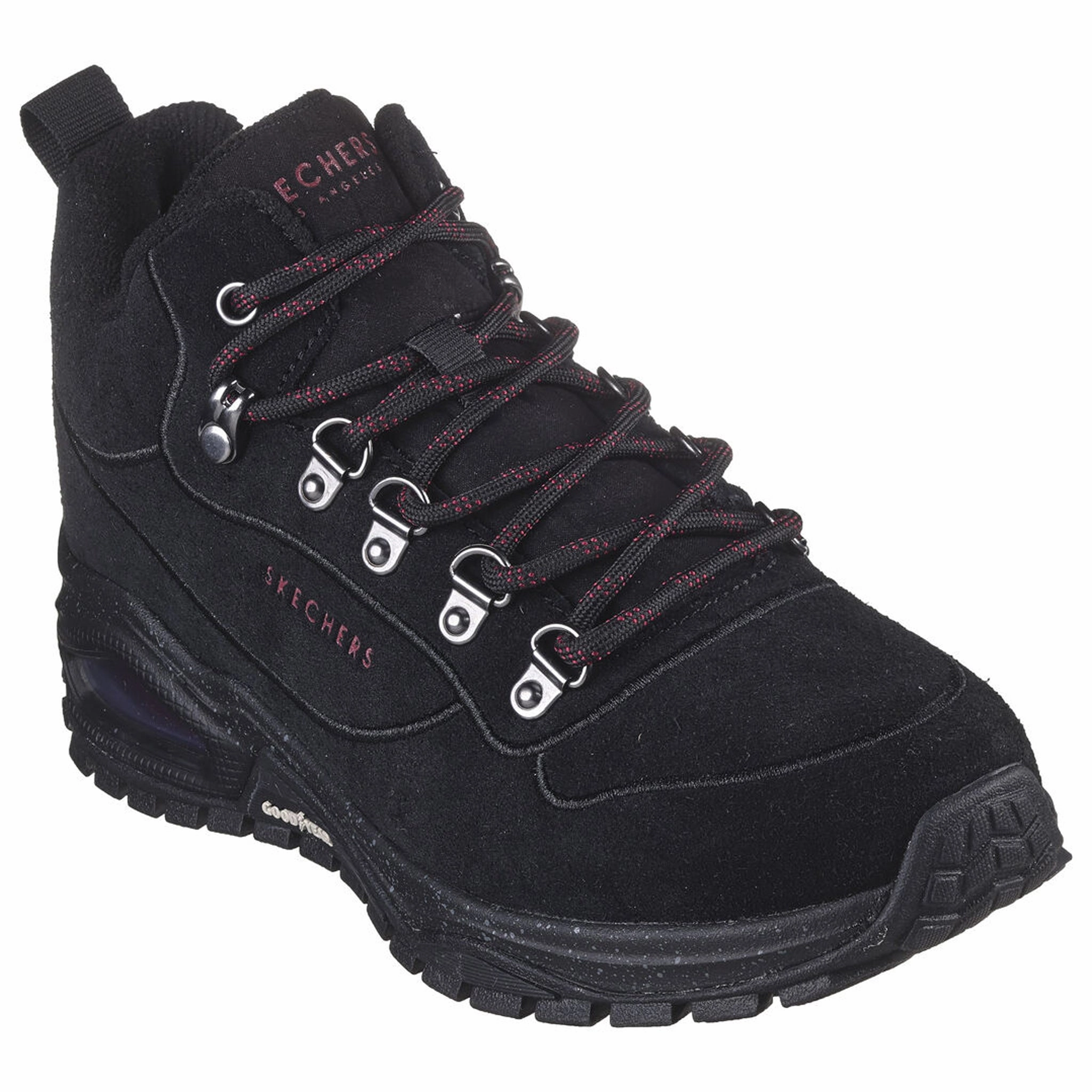Skechers Women's 177185 Uno Trail Outdoor Stroll Black Casual Hiking Boots Narrow Toe Box sports performance