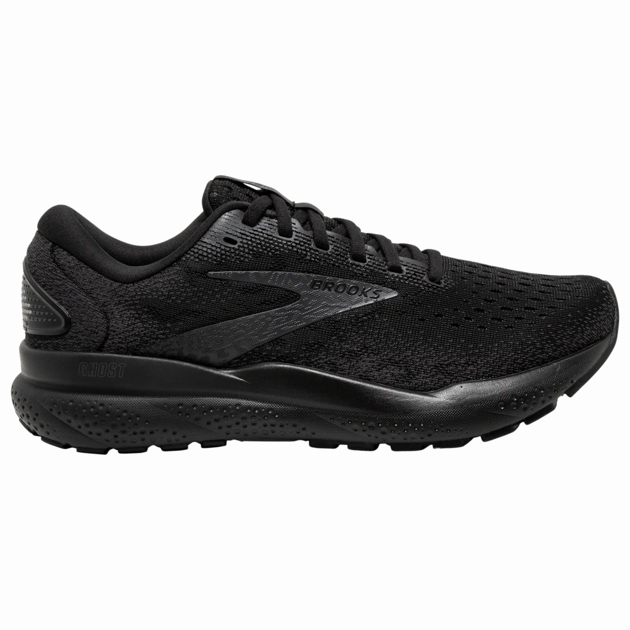 Running Friendly Knit Surface Brooks Women's 120407 020 Ghost 16 Black Black Ebony Cushion Support Running Shoes (WIDE)