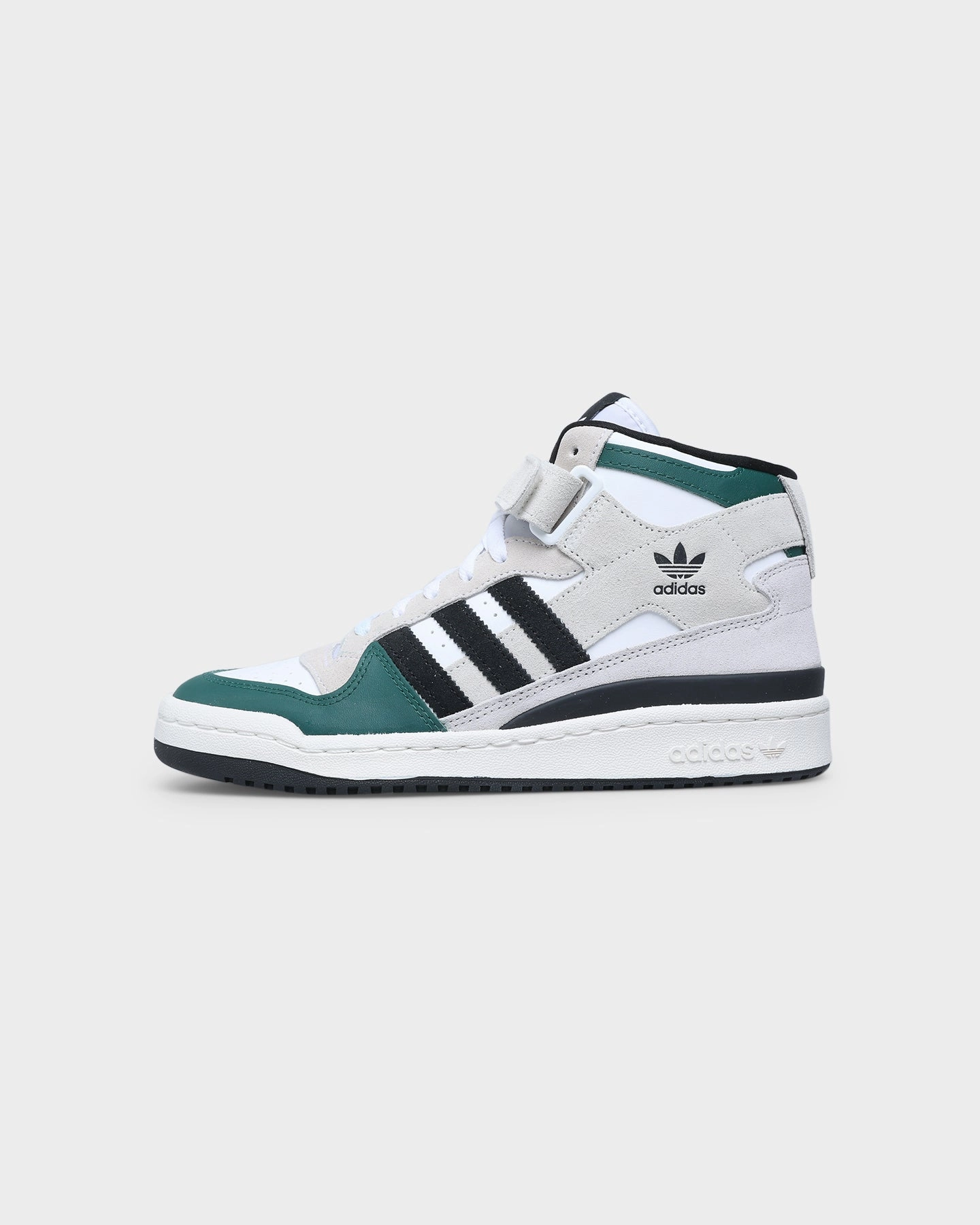 Adidas Women's Forum Mid Footwear White/Core Black/Collegiate Green Sturdy Heel Counter