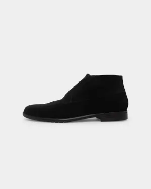 Hugo Boss Kyron Desert Suede Boots Black Seamless Interior Lining