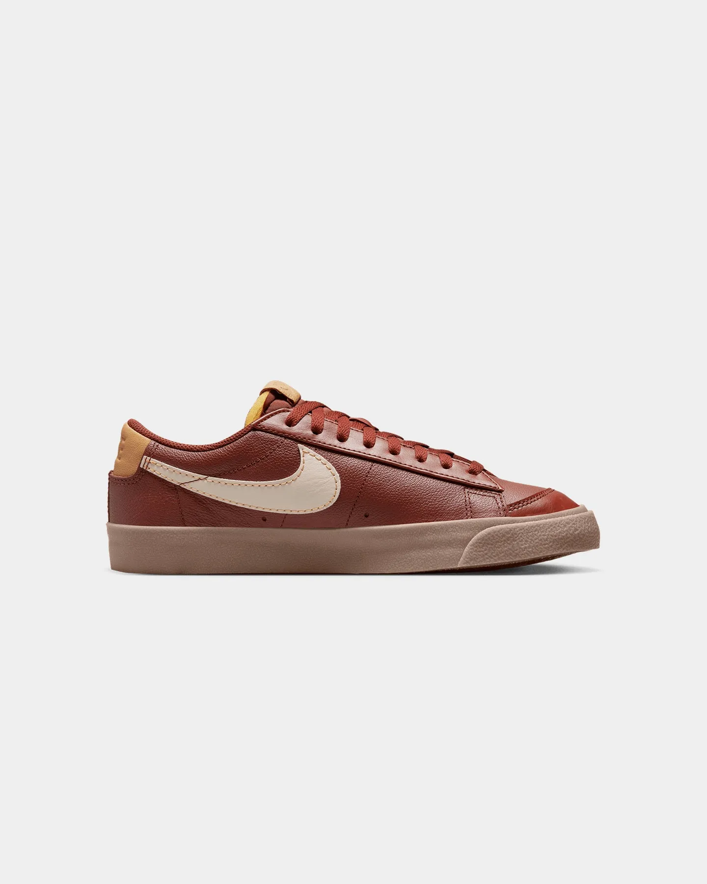Lightweight sole design Nike Blazer Low '77 EMB "Inspected By Swoosh" Oxen Brown/Pearl White-Elemental Gold