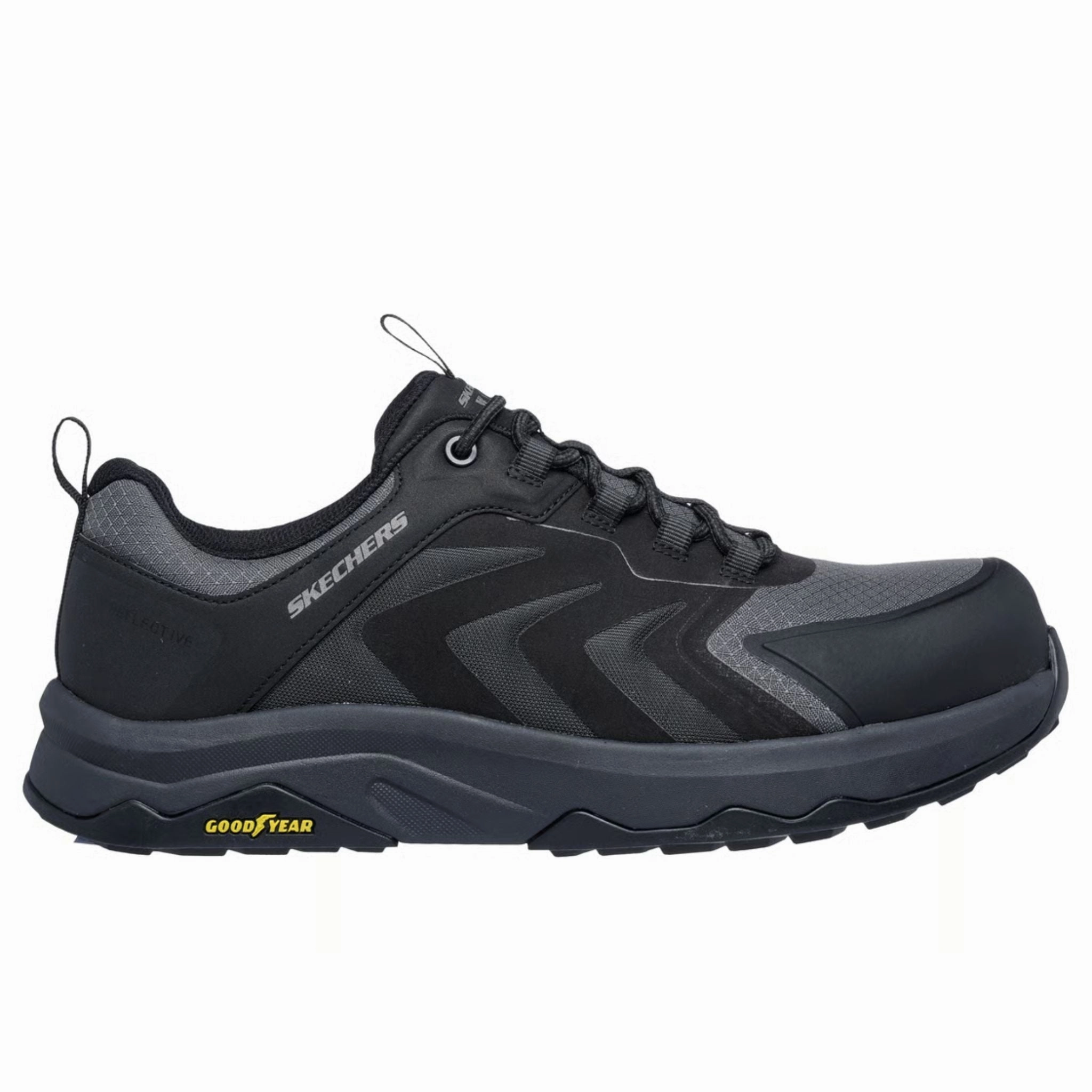 TPU Heel Counter Ultra-soft comfort Skechers Men's 200255 Speed-Flex Trekker Black Safety Toe Metal Free Work Shoes