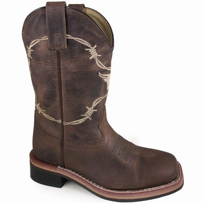 Smoky Mountain Toddler Logan Waxed Brown Leather Cowboy Boots 3923T Comfort Straps