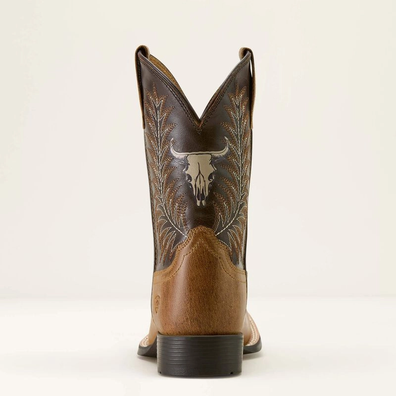 Kids Ariat Stampede Wide Square Toe Western Boot 10063827 Crisp Lines