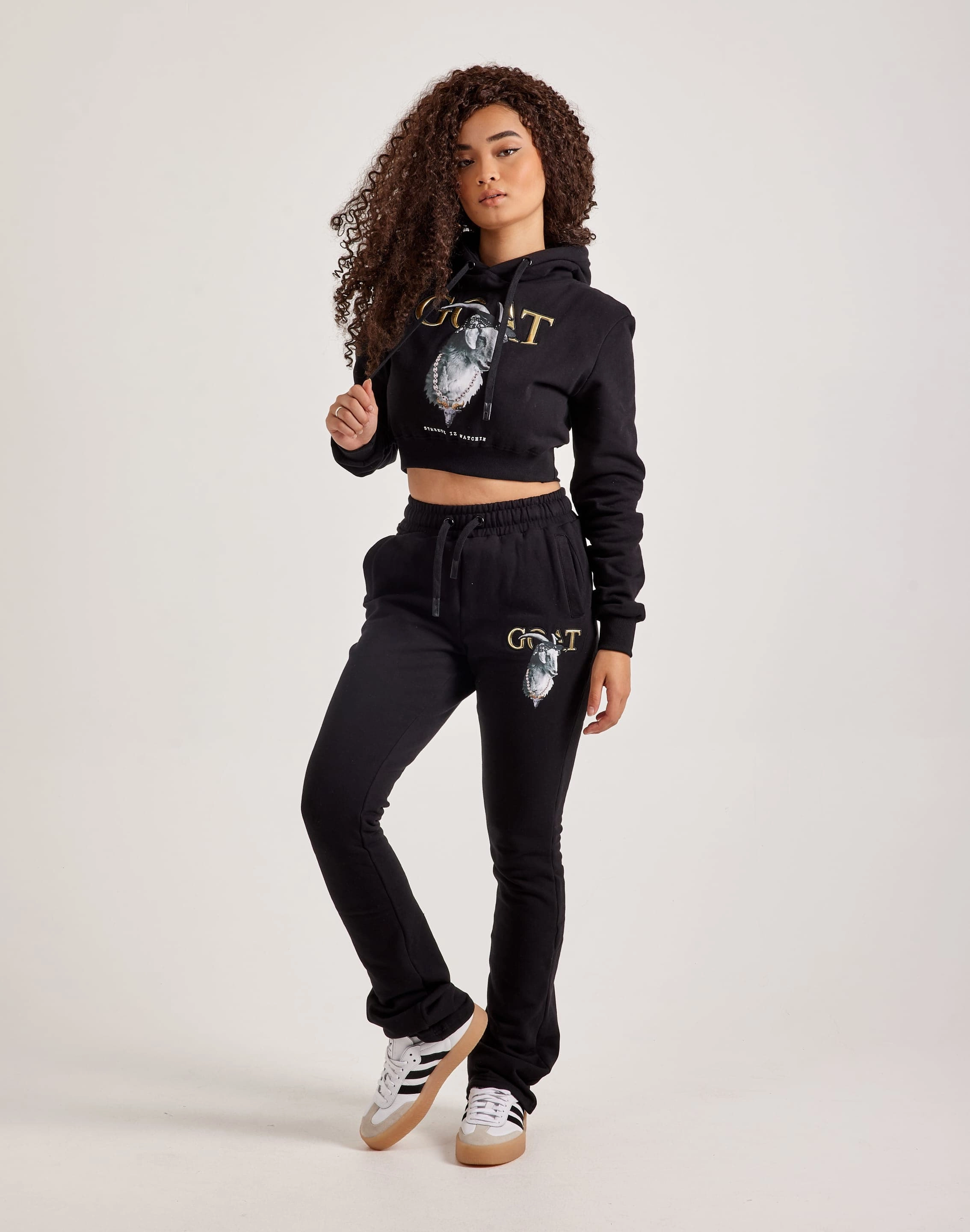 eastern Streetz Iz Watchin Goat Cropped Pullover Hoodie